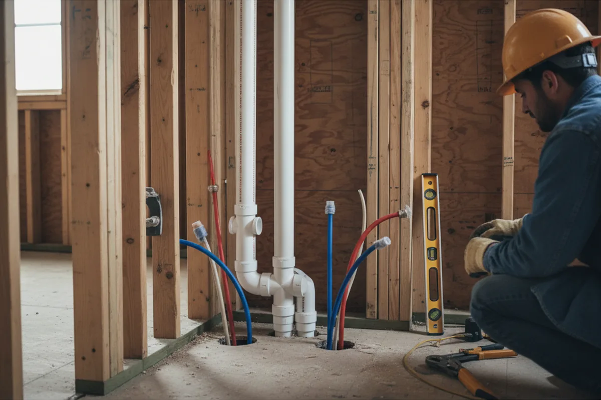 Drain and supply rough-in during Drain Cleaning in East Sparta